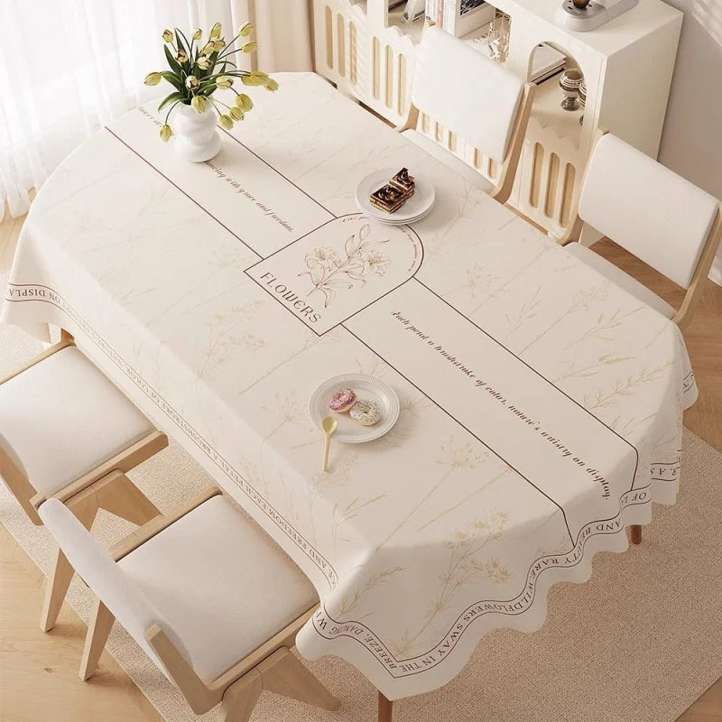 Oval dining tablecloth, washable waterproof oil-proof heat-resistant luxury table cover