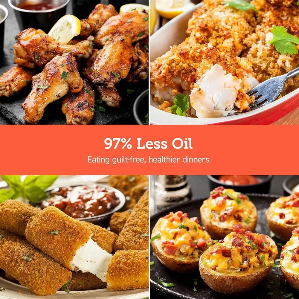 97% Less Fat Air Fryer for 1-3 People – 150+ Recipes, Dishwasher-Safe