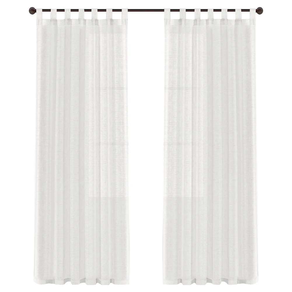 2 Panel Linen Blended Semi-Sheer Curtains - Rod Pocket Design for Bedroom