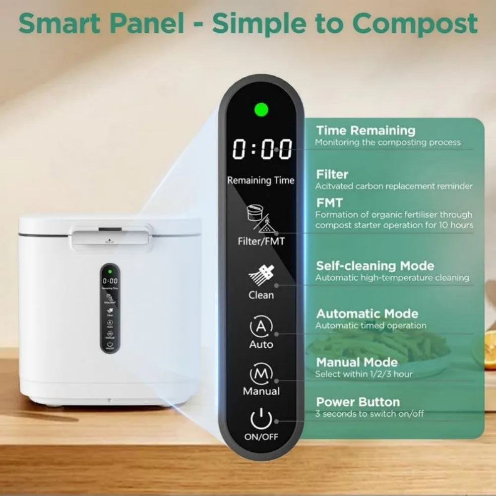 4L Electric Kitchen Composter, Smart Indoor/Outdoor Odorless Compost Bin