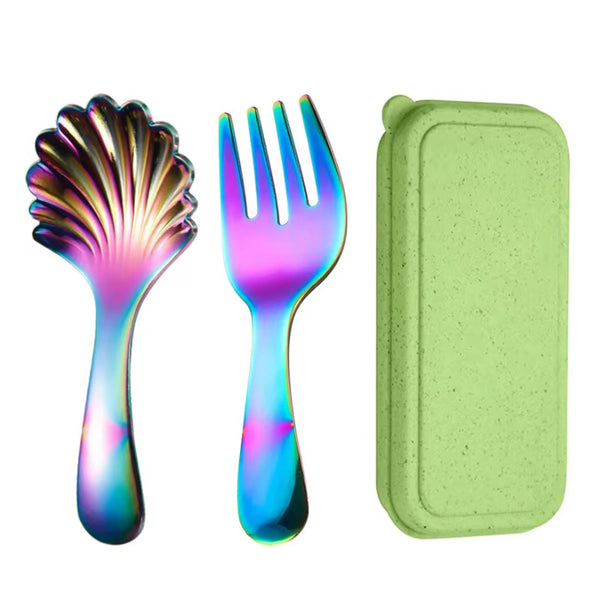 Short Handle Children's Spoon & Fork Set – Mini Tableware for Outdoor Travel & Learning