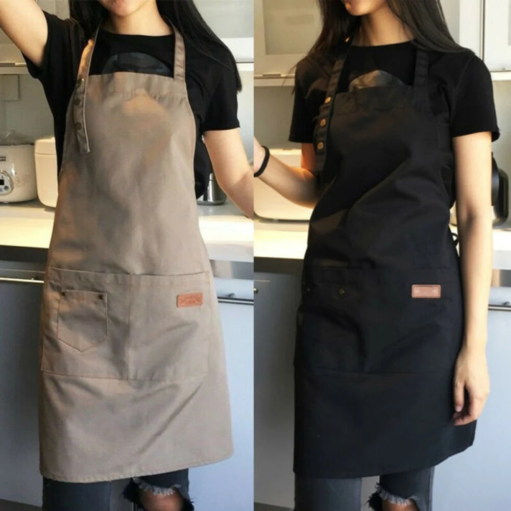 Waterproof Kitchen Apron with Pockets for Women & Men - Adjustable Chef Bib Apron