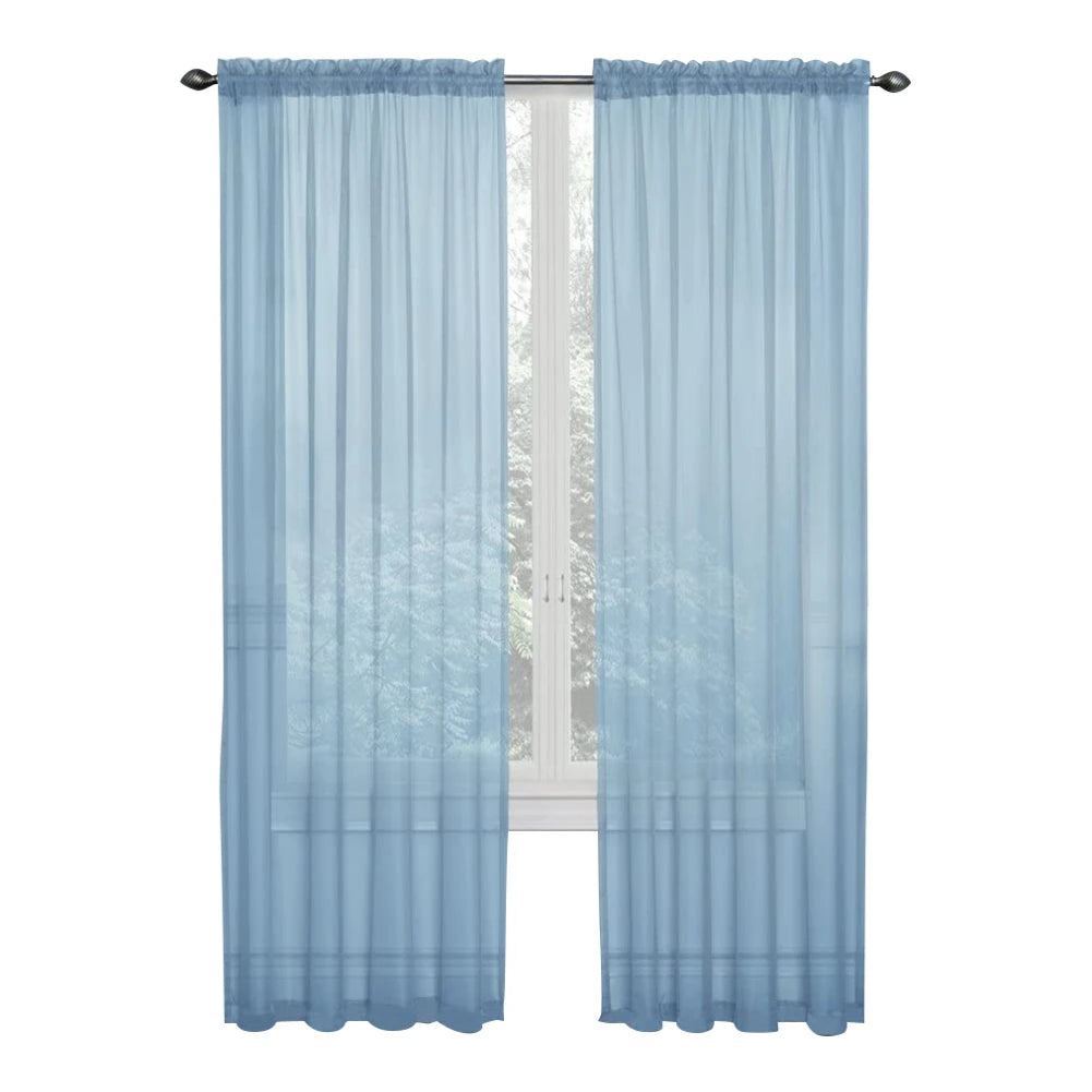 2 Panels Sheer Curtains Light Filtering Rod Pocket for Living Room