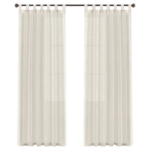 2 Panel Linen Blended Semi-Sheer Curtains - Rod Pocket Design for Bedroom