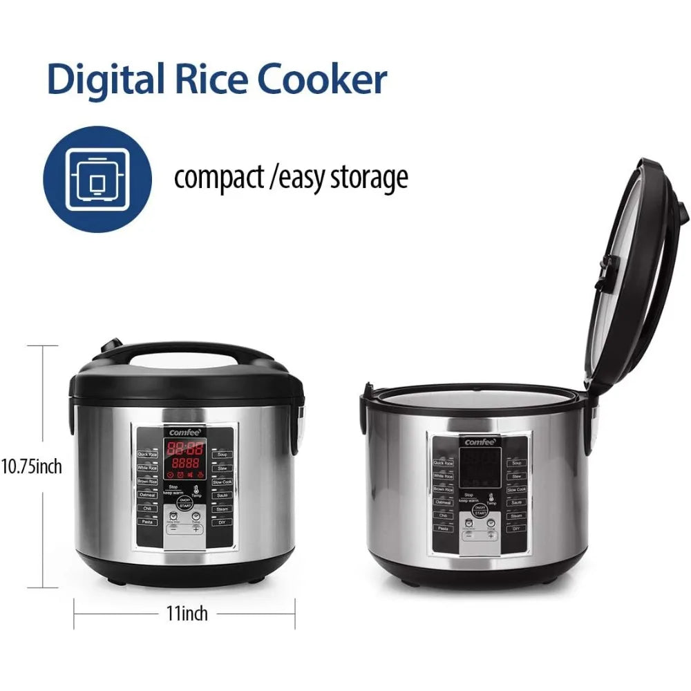 Electric Rice Cooker 5.2Qt with 12 Cooking Programs, 24-Hour Preset, and Instant Insulation