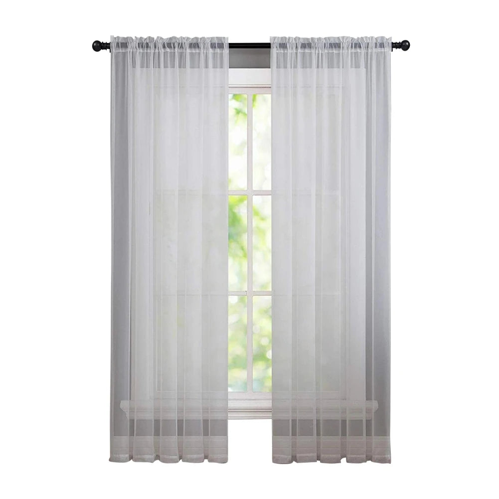 2 Panels Sheer Curtains Light Filtering Rod Pocket for Living Room