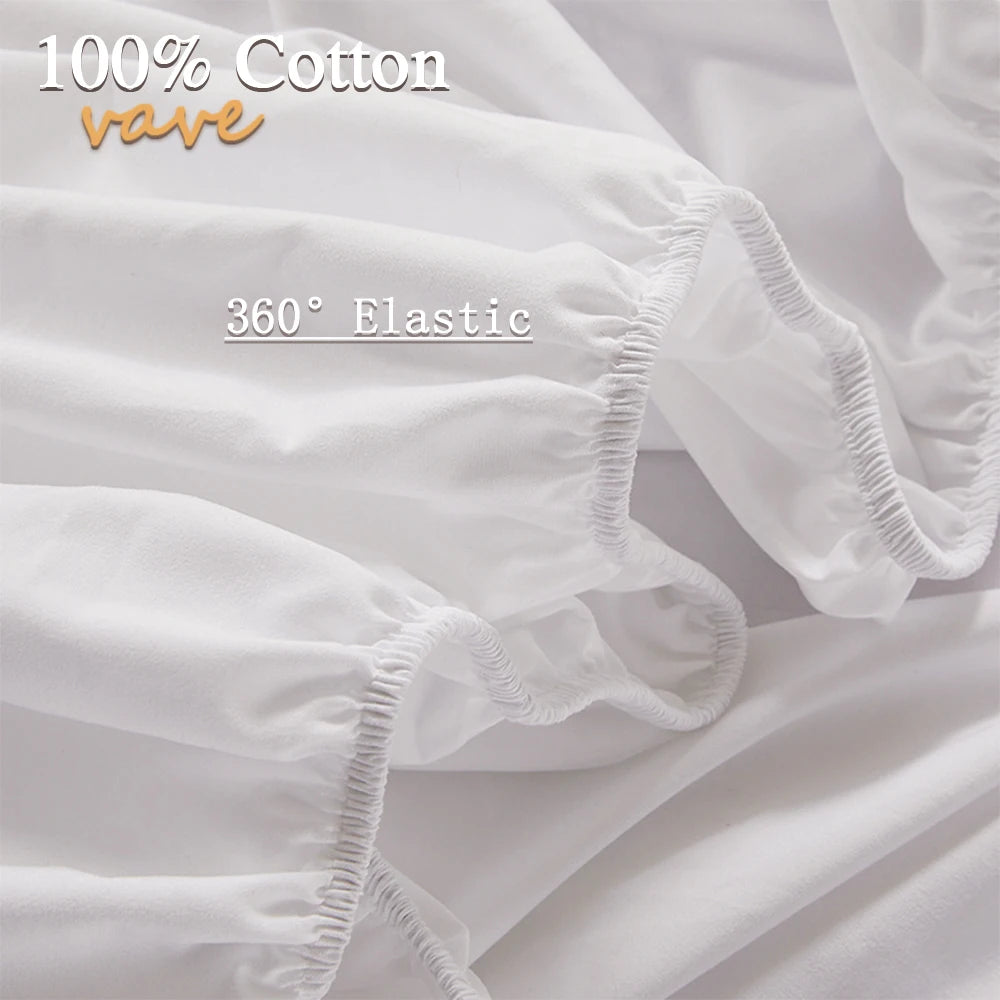 100% Cotton Fitted Sheet with Elastic Bands – Non-Slip Adjustable Mattress Cover