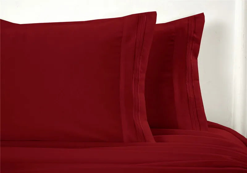 Embroidery Brushed 3/4 Pieces Bed Set Flat Sheet Fitted Sheet Pillowcase Bedding Set