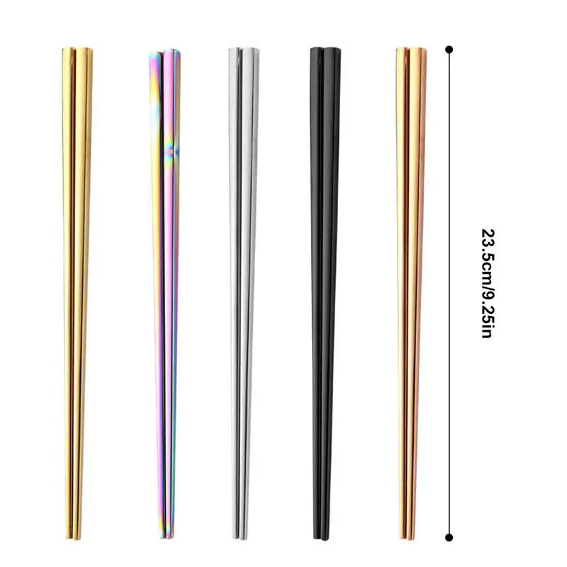 Stainless Steel Chopsticks Set - 5 Pairs, Dishwasher Safe, Non-Slip