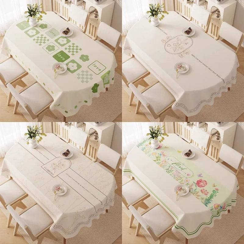 Oval dining tablecloth, washable waterproof oil-proof heat-resistant luxury table cover