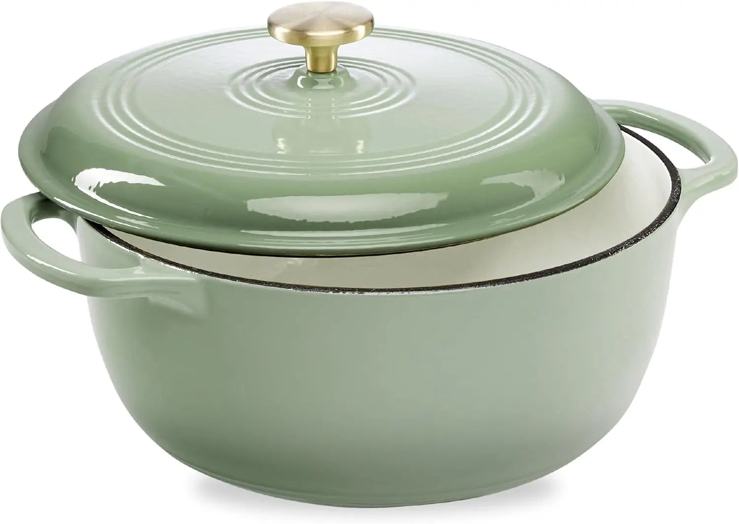 6 Quart Enamel Cast-Iron Round Dutch Oven - Pre-Seasoned Heavy-Duty Cookware