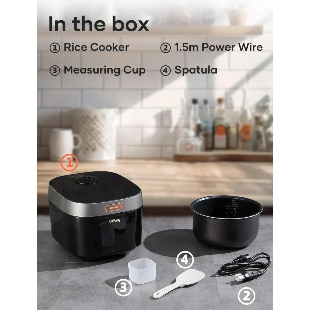 Rice Cooker 8 Cup with 8 Preset Programs, Smart Fuzzy Logic, LED Display, Auto Keep Warm – Black