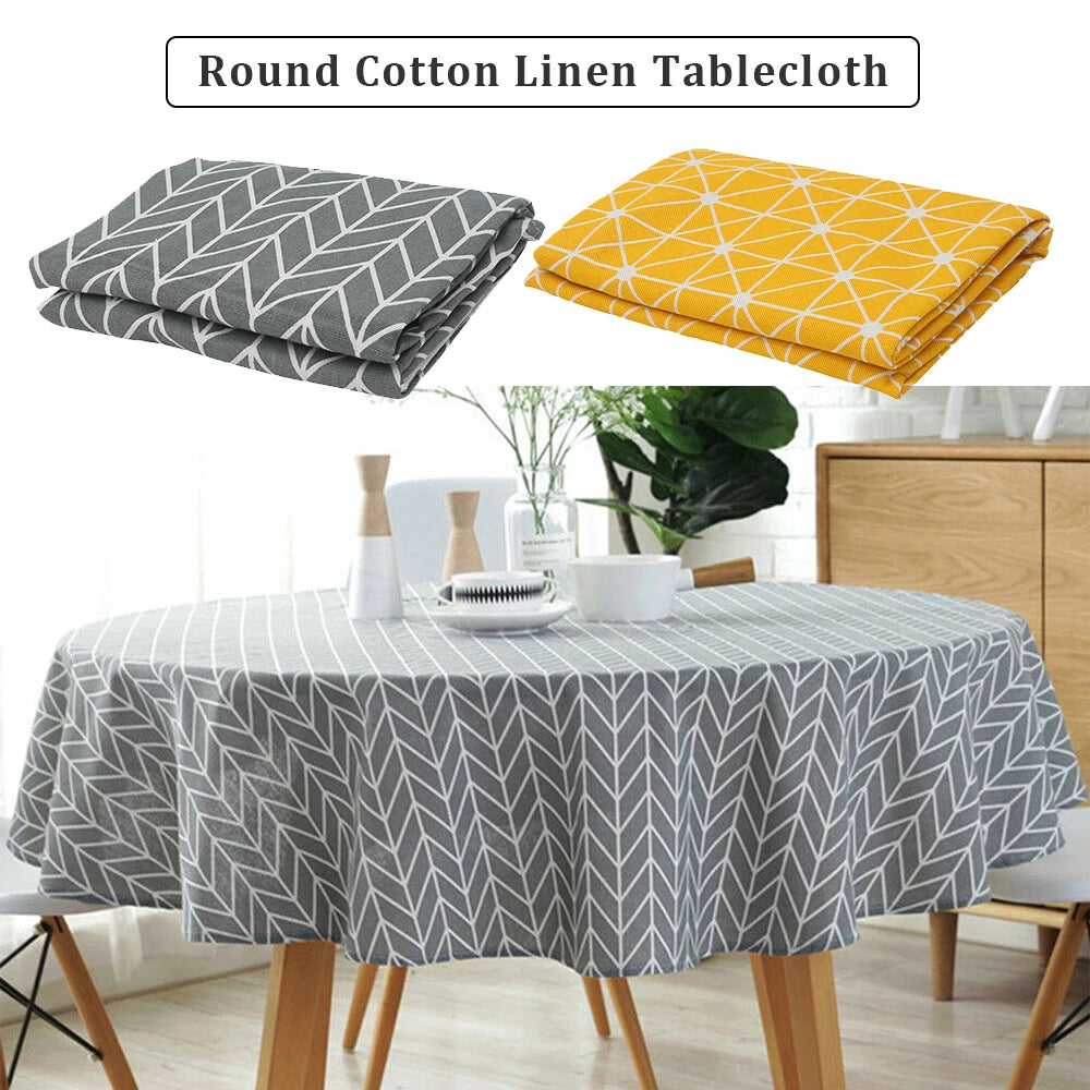 Nordic Round Tablecloth – Cotton Linen, Washable & Stylish