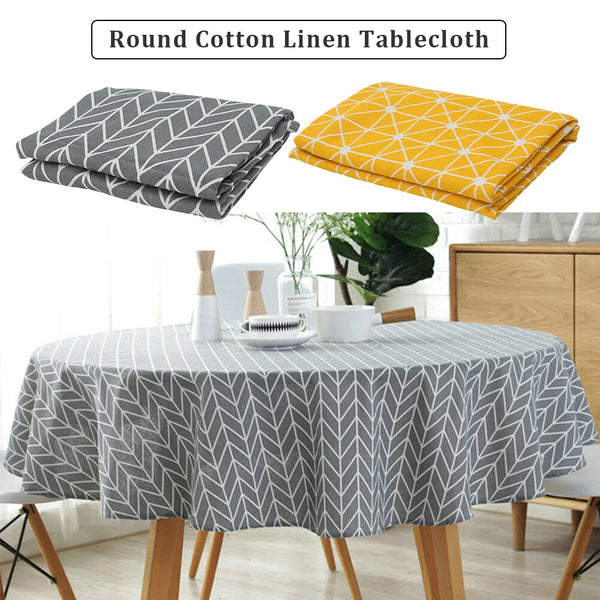Nordic Round Tablecloth – Cotton Linen, Washable & Stylish