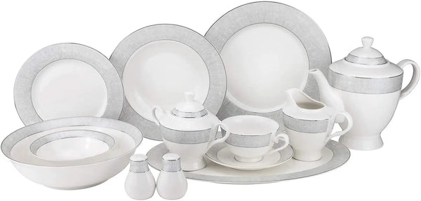 57-Piece Ceramic Banquet Dinnerware Set, Luxury Bone China Tableware