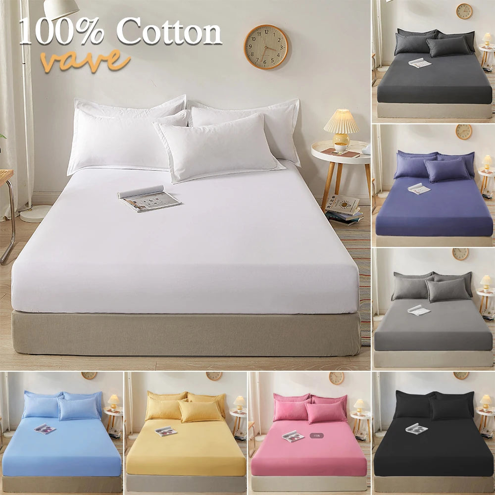 100% Cotton Fitted Sheet with Elastic Bands – Non-Slip Adjustable Mattress Cover