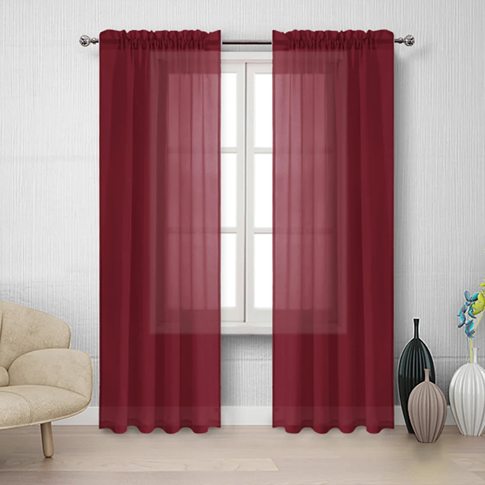 2 Panels Sheer Curtains Light Filtering Rod Pocket for Living Room