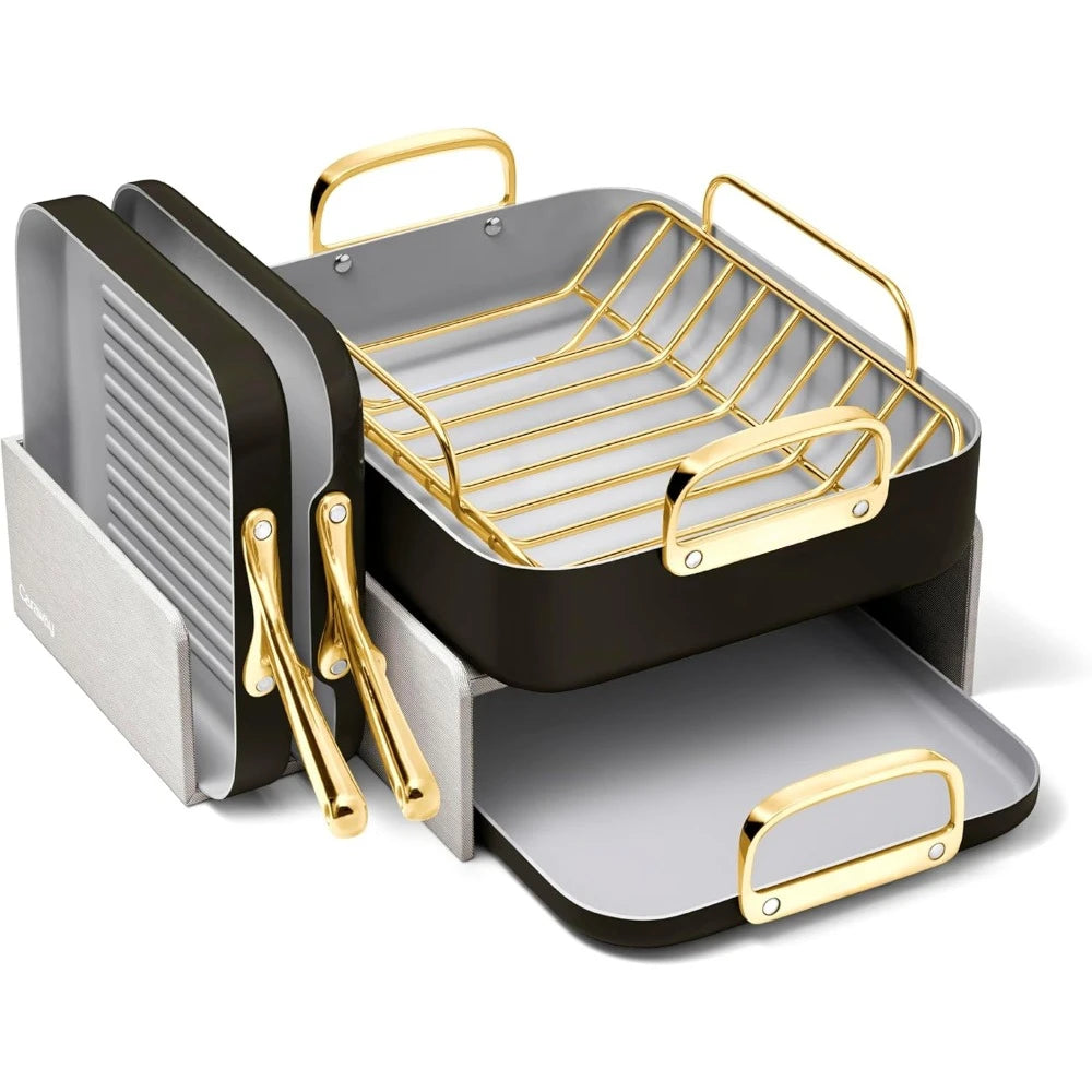 Square Cookware Set – Non-Stick Ceramic Pans for Griddling, Toasting, Searing, and Roasting