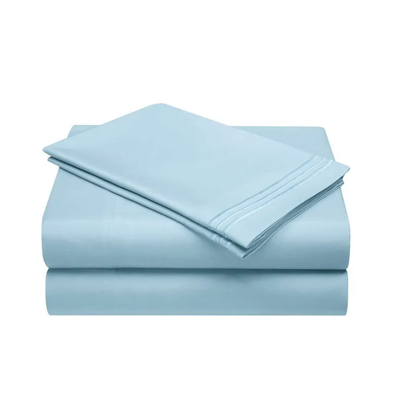 Embroidery Brushed 3/4 Pieces Bed Set Flat Sheet Fitted Sheet Pillowcase Bedding Set