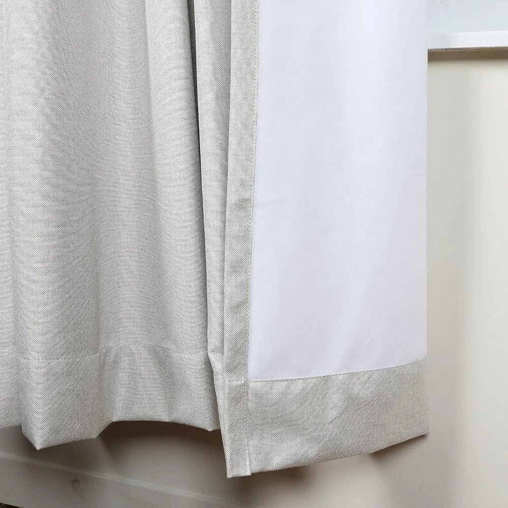 Blackout Linen Textured Pinch Pleated Drape 96" Long - Thermal Insulated Room Darkening Curtain for Bedroom