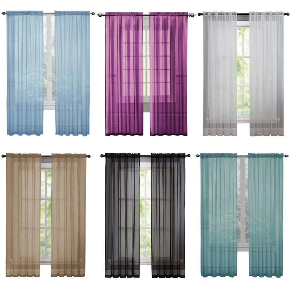 2 Panels Sheer Curtains Light Filtering Rod Pocket for Living Room